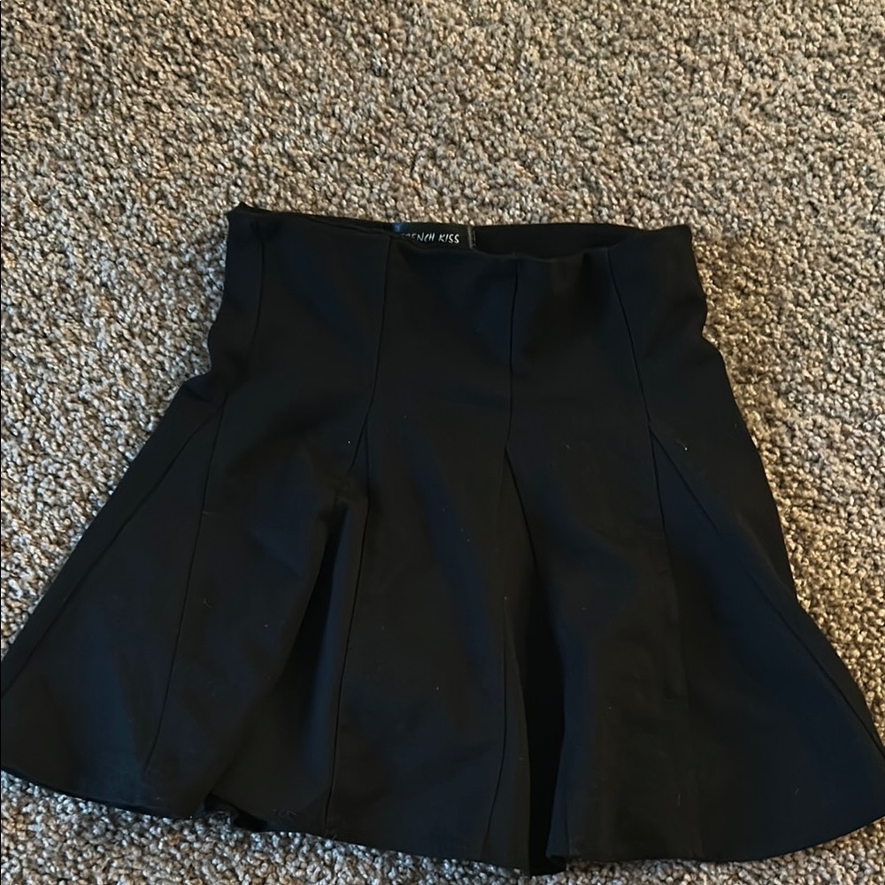 Black Pleated Skater Mini Skirt